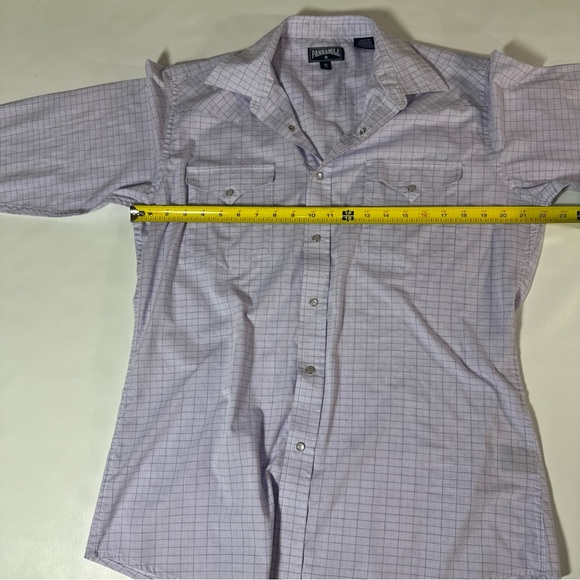 Panhandle Slim Western Shirt Mens Large 19-34 Grid Plaid Pearl Snap Lavender - Picture 5 of 8